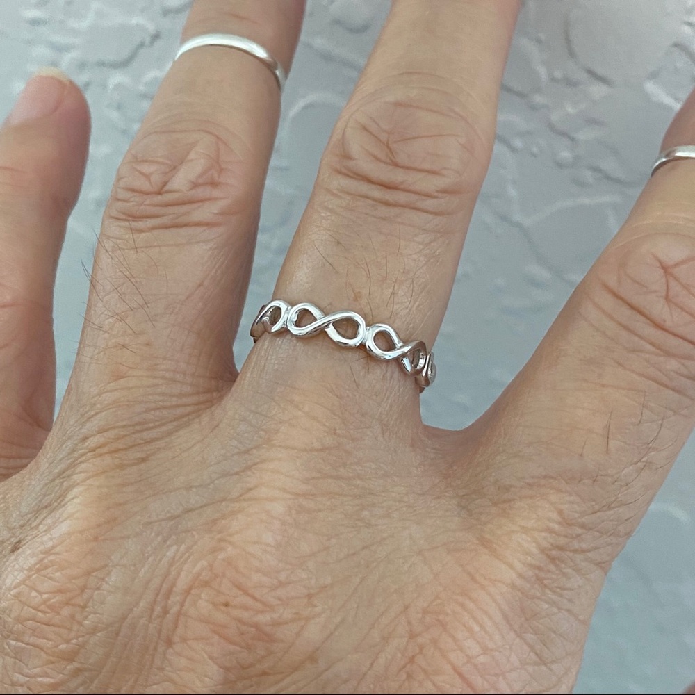 Sterling Silver Eternity Infinity Ring, Wedding Bands, Love Ring, Silver Rings - Picture 7 of 8